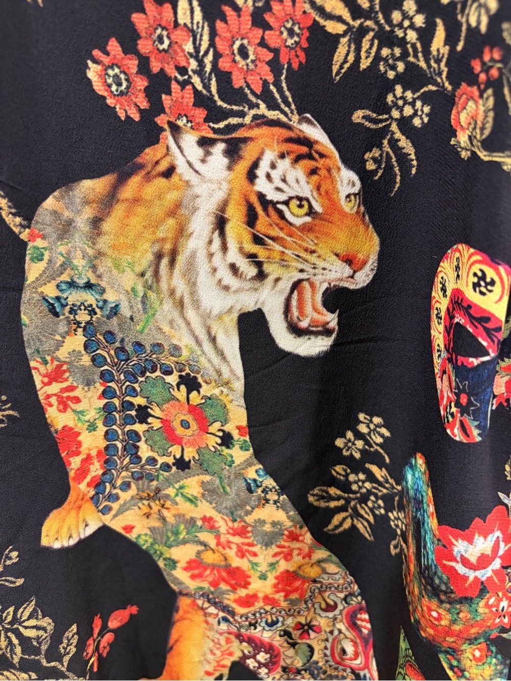 Etro Black Floral Tiger Print Mini Dress - Picture 5 of 6